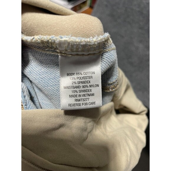 Indigo Blue Maternity Jeans Size Medium Straight Leg Distressed Light Blue - Picture 11 of 13